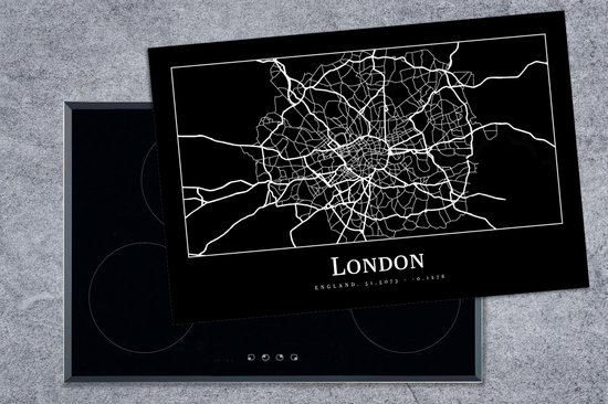 KitchenYeah® Inductie beschermer 77x51 cm - Kaart - Stadskaart - Londen - Plattegrond - Kookplaataccessoires - Afdekplaat voor kookplaat - Inductiebeschermer - Inductiemat - Inductieplaat mat