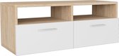 vidaXL - Tv-meubel - 95x35x36 - cm - bewerkt - hout - eikenkleurig - en - wit
