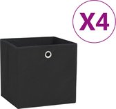 vidaXL - Opbergboxen - 4 - st - 28x28x28 - cm - nonwoven - stof - zwart