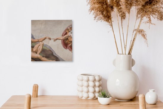Canvas schilderij 20x20 cm - Wanddecoratie Schepping van Adam - Michelangelo - Muurdecoratie woonkamer - Slaapkamer decoratie - Kamer accessoires - Schilderijen op canvas