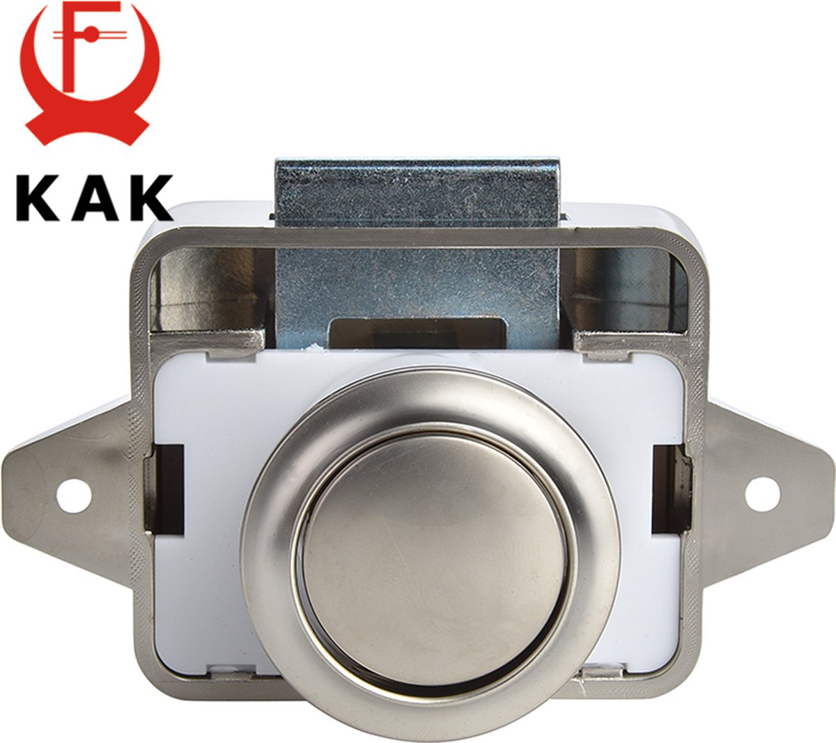 LIKERAINY Push Lock Ladesloten Drukknopsloten Kast Deurslot voor Caravan Schip Jacht Paardenbak RV Camper Wit en Vernikkeld 4 Stuks