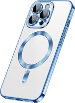Sulada Soft case TPU en shockproof en lensbeschermer met magnetische ring voor de iPhone 14 Pro Max Blauw