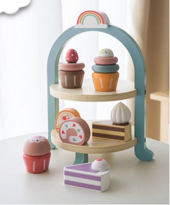 KABI Houten Cupcake Speelgoed | Keuken Speelgoed | 8-Delig | 26 x 20,5 x  18,5 cm |... | bol.com