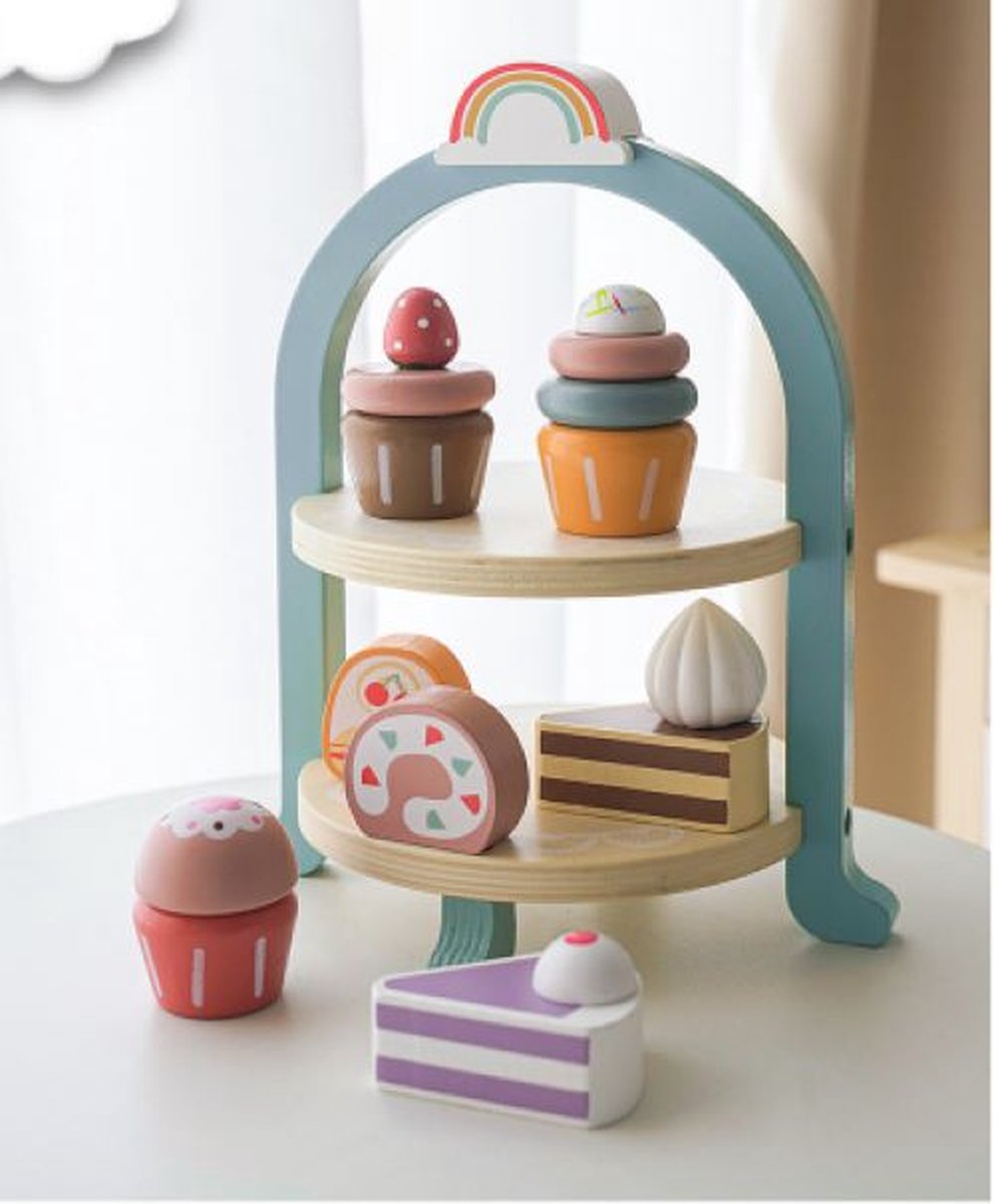 KABI Houten Cupcake Speelgoed | Keuken Speelgoed | 8-Delig | 26 x 20,5 x  18,5 cm |... | bol.com