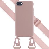Coque iPhone SE (2020) / SE (2022) - Coque en Siliconen Selencia avec cordon détachable - Rose