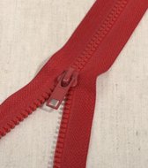 Deelbare rits 75cm rood - polyester stevige rits met bloktandjes