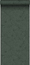 ESTAhome papier peint feuilles de ginkgo vert foncé - 139618 - 0,53 x 10,05 m