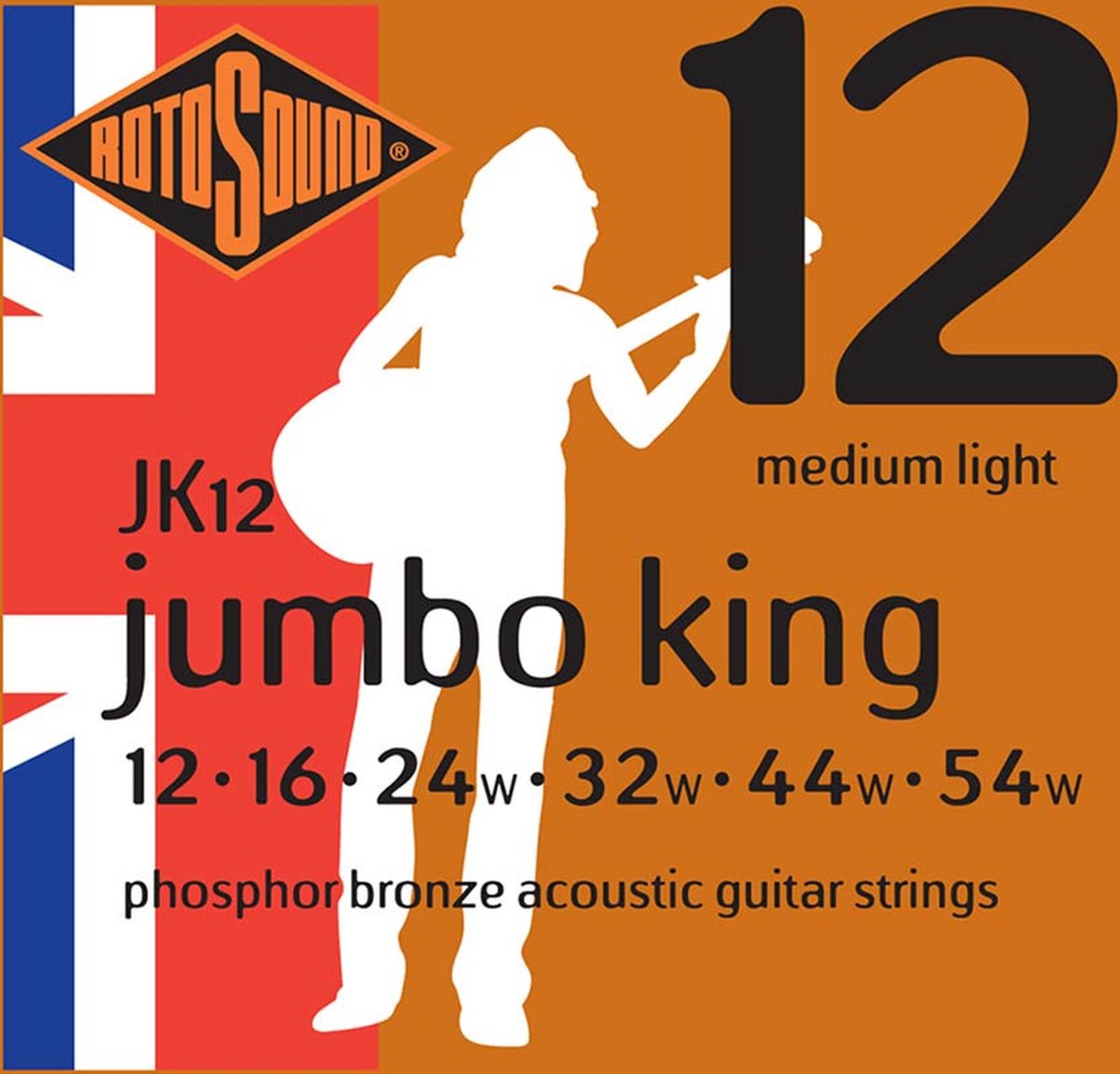Rotosound JK12 snaren set acoustic phosphor bronze wound 12-54, medium light