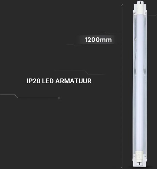 Enkel LED TL armatuur incl. Led buis | 120cm - 4000K - Samsung LED - 5 jaar garantie - V-tac