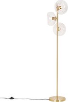 QAZQA ayesha - Art Deco Vloerlamp | Staande Lamp - 3 lichts - H 145 cm - Goud - Woonkamer | Slaapkamer | Keuken