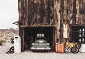 Fotobehang - Vlies Behang - Oldtimer in de Garage - 416 x 290 cm