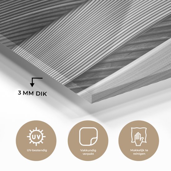 MuchoWow - Peinture sur verre - Abstrait - Texture - Zwart - Wit - Peinture sur verre - Plaque de Verres - 20x30 cm - Décoration murale