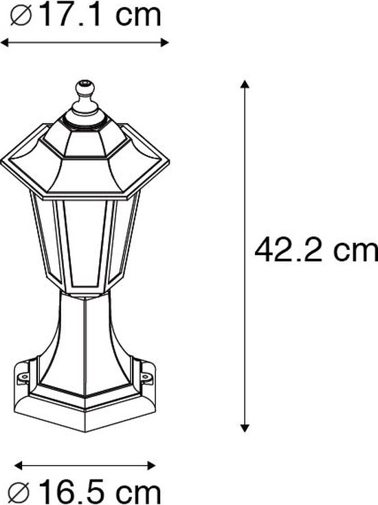 QAZQA new haven - Klassieke Staande Buitenlamp | Staande Lamp voor buiten - 1 lichts - H 422 mm - Zwart - Buitenverlichting - QAZQA
