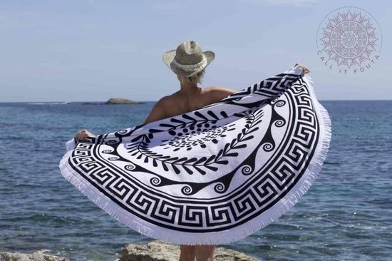 Greek Roundie D'Luxe Black & White - Tissu éponge