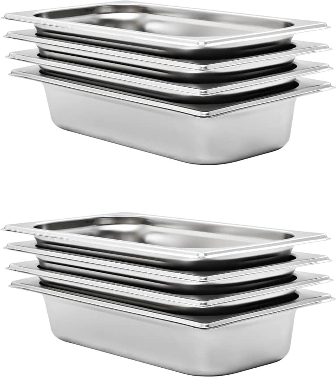 vidaXL - Gastronormbakken - 8 - st - GN - 1/3 - 65 - mm - roestvrij - staal