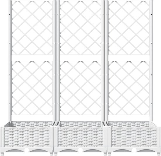 AJJHUUKI Huis & Tuin artikel-Tuin Plantenbak met Trellis Wit
