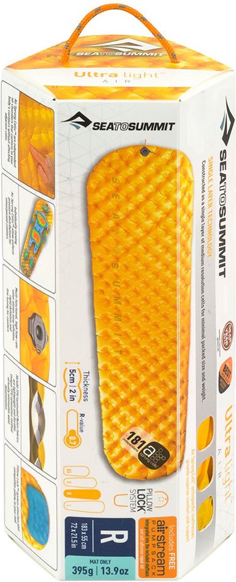 Sea to Summit UltraLight Regular - Opblaasbare slaapmat - 5cm - 395g - Geel van Sea to Summit — afbeelding 3