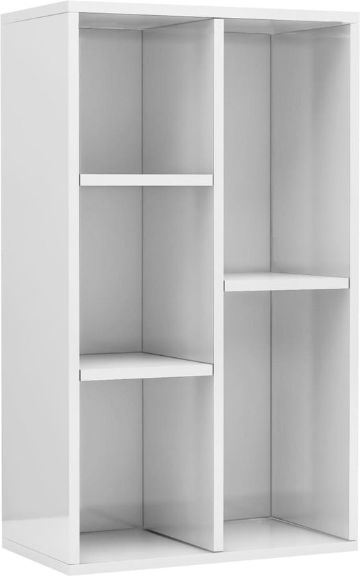 vidaXL - Boekenkast/dressoir - 50x25x80 - cm - bewerkt - hout - hoogglans - wit