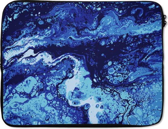 Housse pour ordinateur portable 17 pouces - Marbre - Blauw - Aquarelle - Housse pour ordinateur portable - Dimensions intérieures 42,5x30 cm