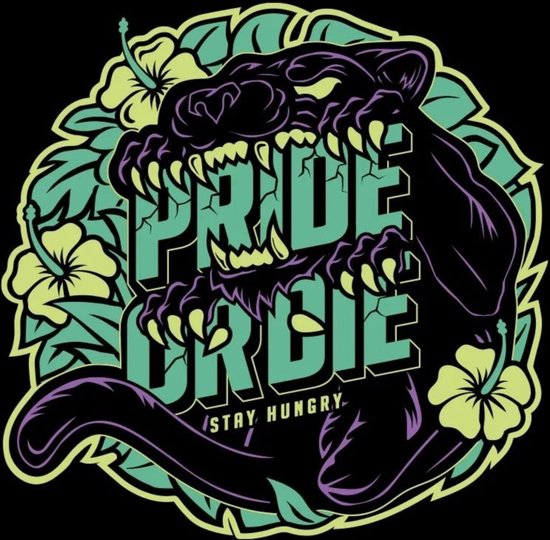 PRIDE or Die Cotton T-Shirt "Stay Hungry" Zwart taille XL