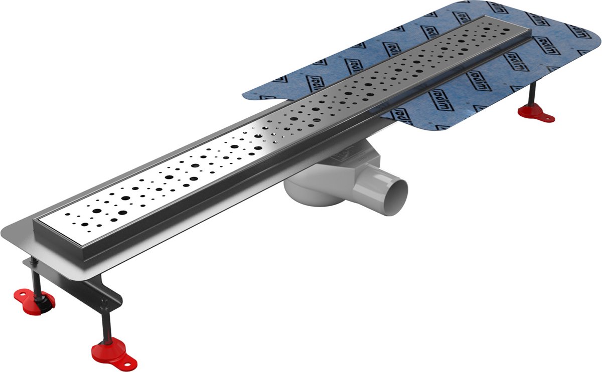 Douchegoot 120 cm roestvrij staal Wiper Premium Mistral, vloerafvoer voor douches, maten van 50 tot 120 extra vlakke afvoergoot Betegelbare doucheafvoer