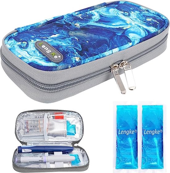 Yarwo Koeltas voor insuline, diabetes accessoires, tas voor diabetes, injectieopbergtas met 2 koelaccu's, medium, paars