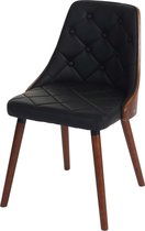 Eetkamerstoel MCW-A75, bezoekersstoel keukenstoel, walnoot-look gebogen hout ~ kunstleer zwart