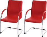 Set van 2 eetkamerstoelen Samara, vrijdragende keukenstoel fauteuil stoel, staal ~ rood