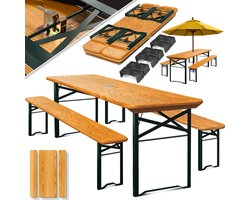 KESSER® Biertafel met banken opvouwbaar biertafelset 170 x 46 x 75cm | 2x bierbanken 1x biertafel | feesttent set biertafel bar tafel stoel set hout 12 delige vloerbeschermer set - 3-delige biertentset