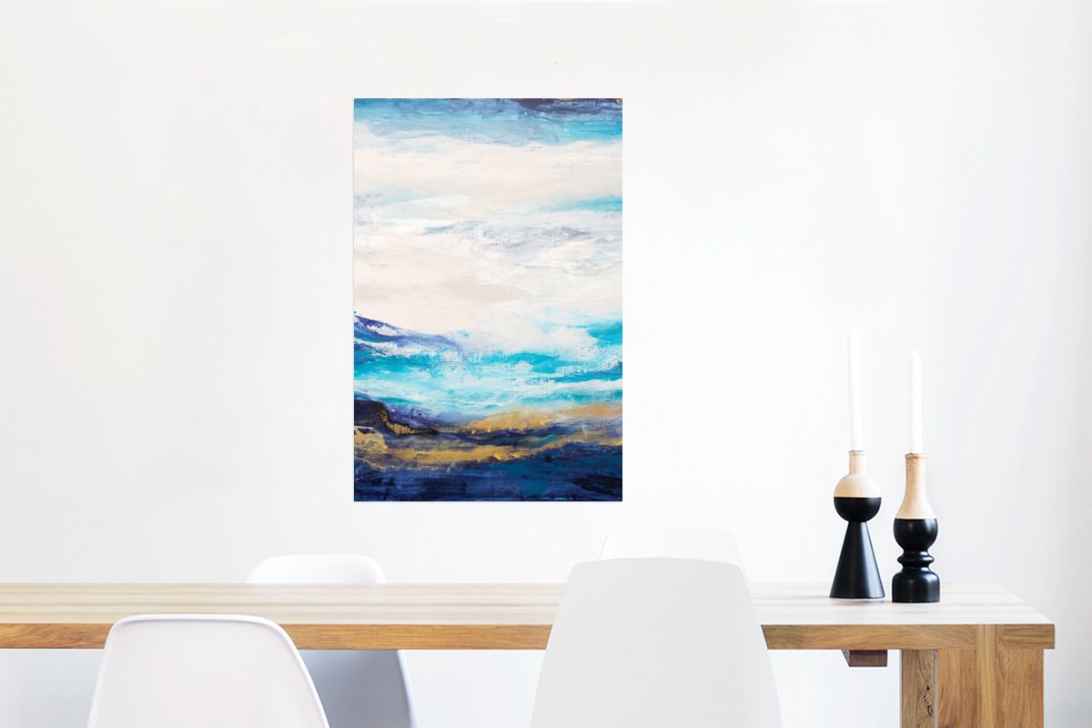 Poster Blauw - Schilderij - Abstract - Verf - 60x90 cm