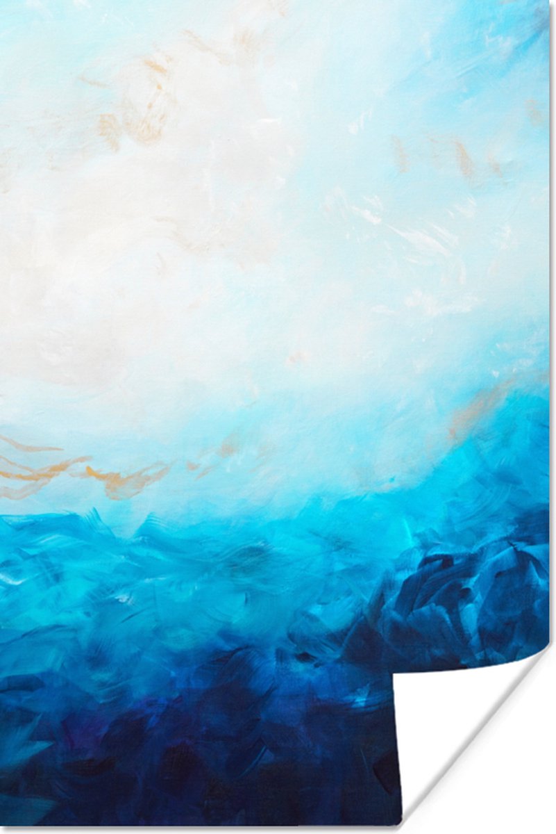 Poster Blauw - Zee - Abstract - Verf - 60x90 cm