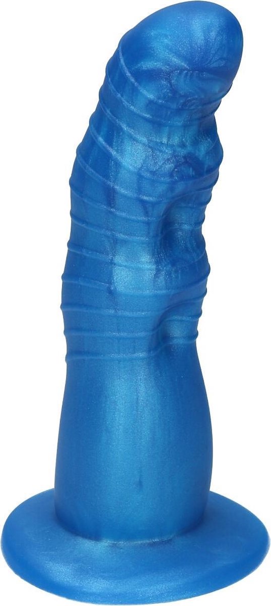 Goedkoopste Ylva & Dite - Rhea - Siliconen Dildo met zuignap - Made in Holland - Helder Blauw Metallic