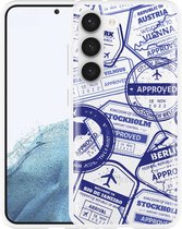 Cazy Hoesje geschikt voor Samsung Galaxy S23 Paspoort Stempels