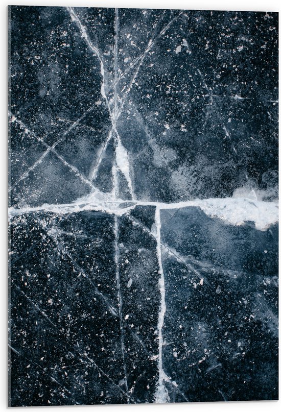 Acrylglas - Witte Sterren en Strepen op Zwarte Achtergrond - 50x75 cm Foto op Acrylglas (Wanddecoratie op Acrylaat)