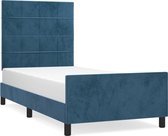 vidaXL - Bedframe - met - hoofdeinde - fluweel - donkerblauw - 100x200 - cm