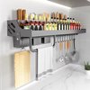 TOJ Support de cuisine suspendu / suspendu - Porte-couteaux - Porte-couteaux - Support mural - Avec ou sans perçage - Organisateur de Cuisine - Incl. Kit de montage - Zwart Mat - 60cm