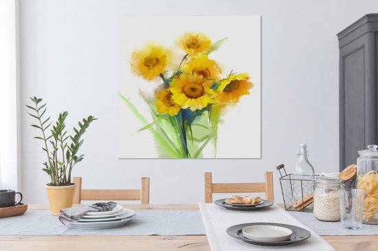 Tableau Peinture à l'Huile - Tournesols - Couleurs - 90x90 cm - Décoration murale