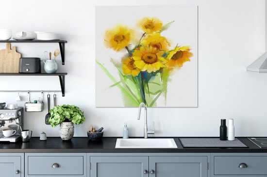 Tableau Peinture à l'Huile - Tournesols - Couleurs - 90x90 cm - Décoration murale