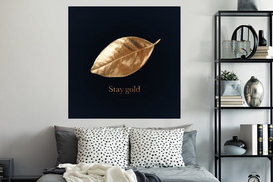 Muurstickers - Sticker Folie - Blad - Gold - Quotes - 120x120 cm - Plakfolie - Muurstickers Kinderkamer - Zelfklevend Behang XXL - Zelfklevend behangpapier - Stickerfolie