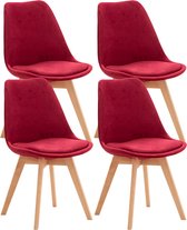 Luxe Stoel Mirte - Rood - Luxe Design - Fluweel - Beukenhout - Voor Keuken en Bar - Rugleuning - Gestoffeerde Zitting