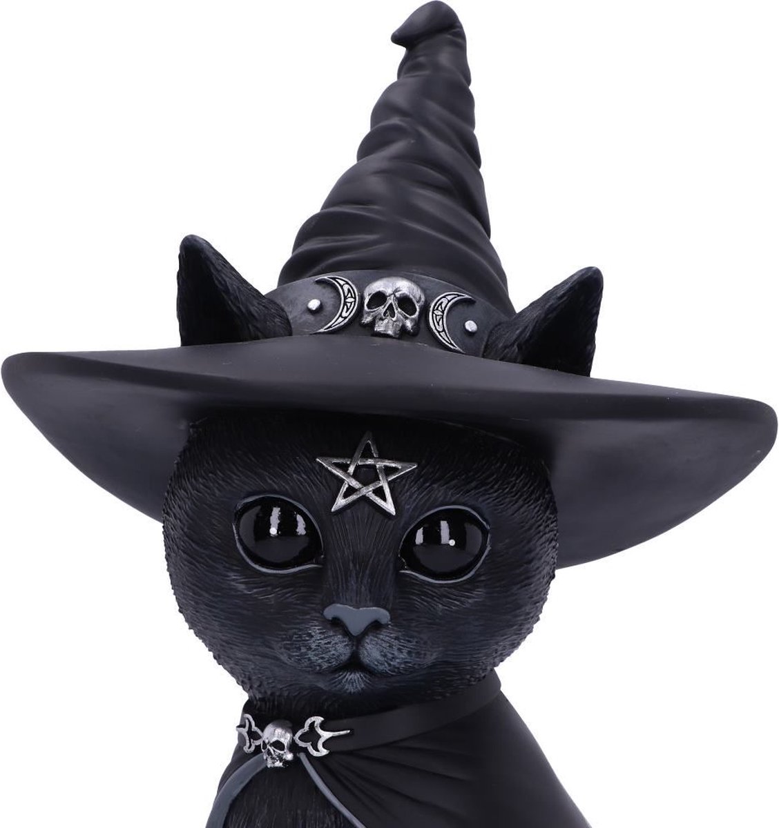 PETITE Figurine chat PURRAH de 13 cm avec un chapeau de sorcière