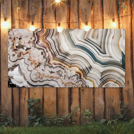 Affiche de clôture Pierre précieuse - Marbre - Nature - Abstrait - 200x100 cm - Toile de jardin