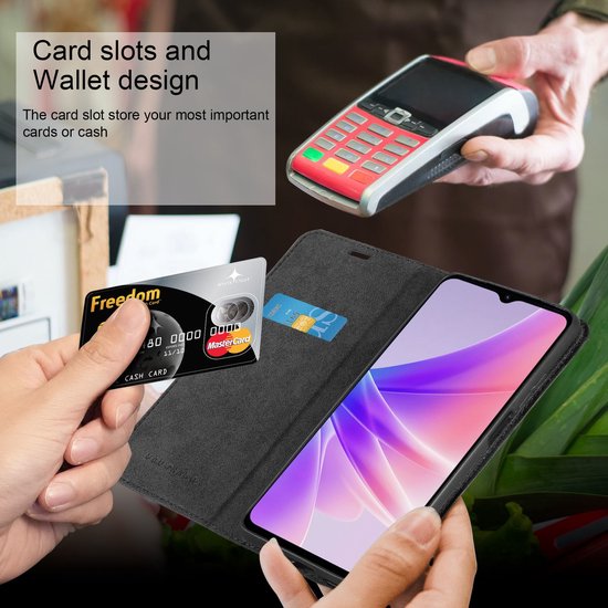 Coque Cadorabo Compatible avec Samsung Galaxy S23 PLUS en NUIT NOIRE - Coque de protection avec fermeture magnétique, fonction support et poche pour carte