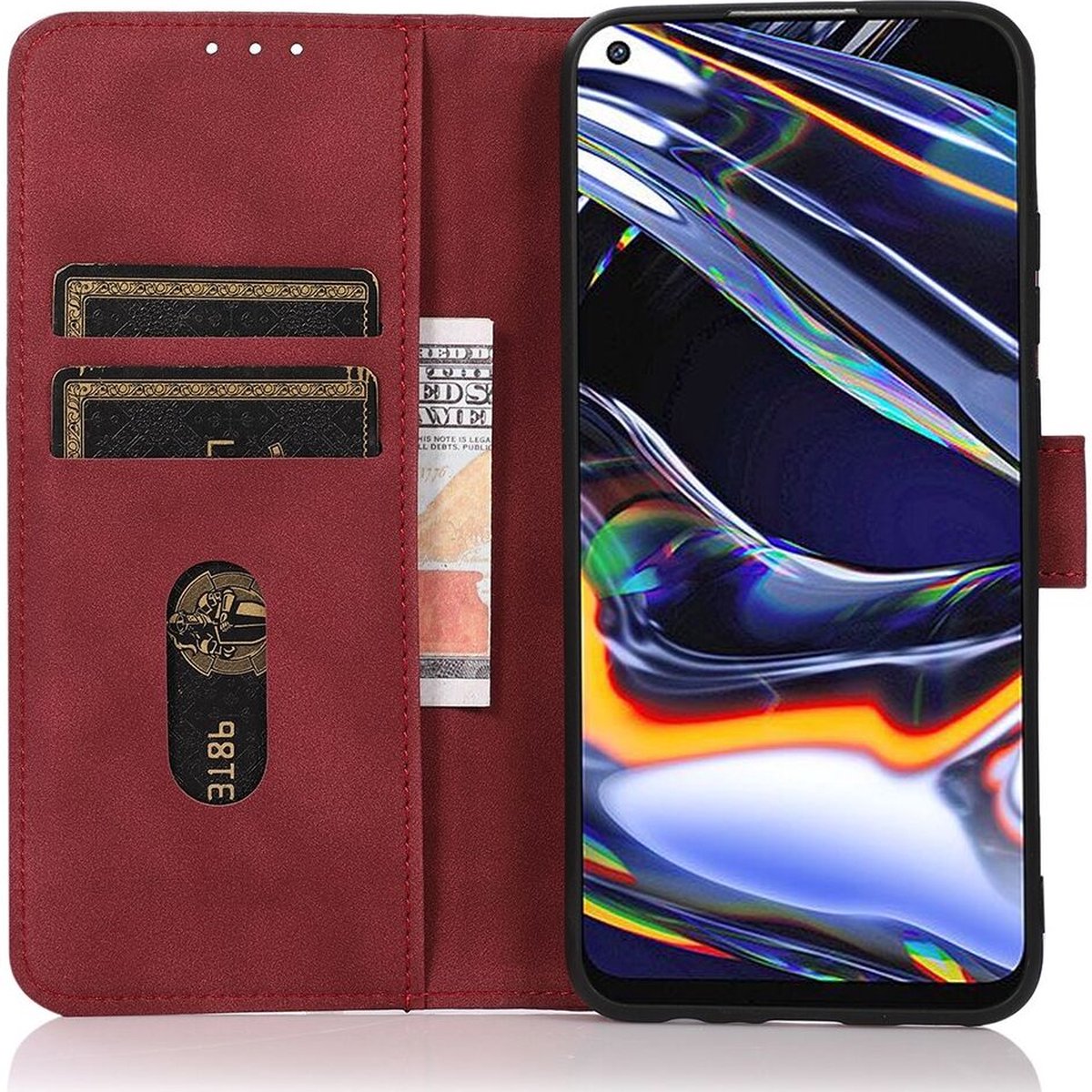 KHAZNEH Xiaomi Poco F5 Pro Hoesje Retro Wallet Book Case Rood