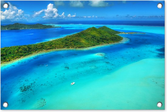 Tuindecoratie De Bora Bora eilanden - 60x40 cm - Tuinposter - Tuindoek - Buitenposter