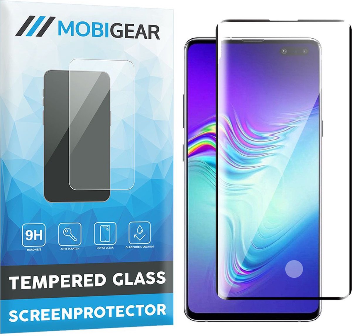 Mobigear Screenprotector geschikt voor Samsung Galaxy S10 5G Glazen | Mobigear Premium Screenprotector - Case Friendly - Zwart (3-Pack)