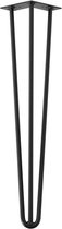 Zwarte massieve 3-punt hairpin tafelpoot 60 cm