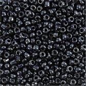 Rocailles, d 3 mm, afm 8/0 , gatgrootte 0,6-1,0 mm, metallic zwart, 25 gr/ 1 doos
