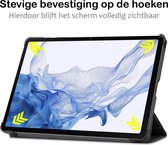 Hoes Geschikt voor Samsung Galaxy Tab S9 Hoes Book Case Hoesje Trifold Cover Met Uitsparing Geschikt voor S Pen Met Screenprotector - Hoesje Geschikt voor Samsung Tab S9 Hoesje Bookcase - Zwart