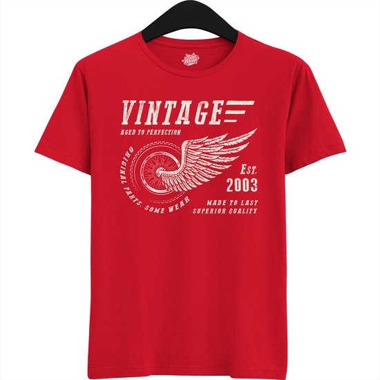 A Vintage Motorcycle Addict Est 2003 | Retro Verjaardag Motor Cadeau Shirt - T-Shirt - Unisex - Rood